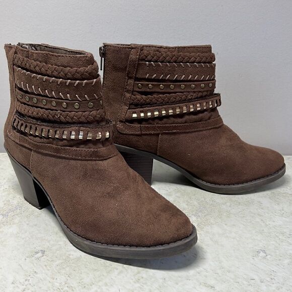 Sugar Western Brown Braided Wrap Ankle Boot Size 8 - Picture 1 of 7